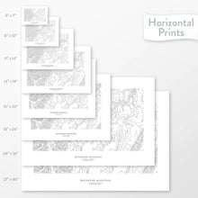 Load image into Gallery viewer, Topographic maps of Backbone Mountain, Maryland in multiple sizes, available as posters, framed print, and canvas or framed canvas.