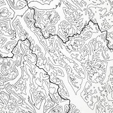 Load image into Gallery viewer, Close-up of contour lines that represent North Cascades National Park topography on the map poster.