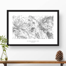 Load image into Gallery viewer, Framed travel art of Big Bend National Park, featuring topography map art in black and white.