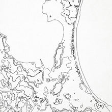 Load image into Gallery viewer, Zoomed in view of Block Island, Rhode Island poster with a topographic map.