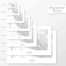 Load image into Gallery viewer, Topographic maps of Borah Peak, Idaho in multiple sizes, available as posters, framed print, and canvas or framed canvas.