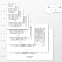 Load image into Gallery viewer, Ski area art of Breckenridge, Colorado. Map wall decor is available in multiple sizes: 5x7, 8x10, 11x14, 16x20, 18x24, 24x36, and 27x40.