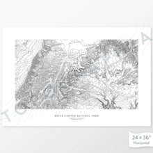 Load image into Gallery viewer, Map wall decor of Bryce Canyon National Park with modern map art in black and white.