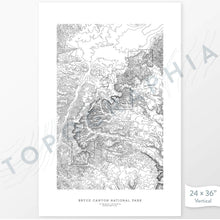 Load image into Gallery viewer, National Park print of Bryce Canyon with topography art.