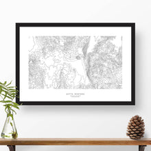 Load image into Gallery viewer, Butte, Montana topographic map art poster with black frame.