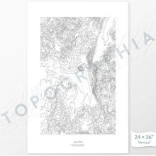 Load image into Gallery viewer, Butte, Montana poster with black and white contour lines to represent topography