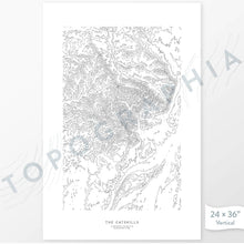 Load image into Gallery viewer, All sizes of the Catskill Mountains, New York topography vertical prints.