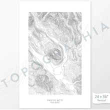 Load image into Gallery viewer, Poster print of Crested Butte ski area in Colorado with topography art.
