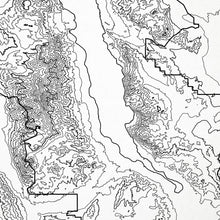 Load image into Gallery viewer, Close-up of contour lines that represent Death Valley National Park topography on the map poster.