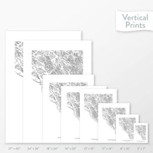 Load image into Gallery viewer, 6 sizes of Glacier Bay National Park poster that features a topographic map design.