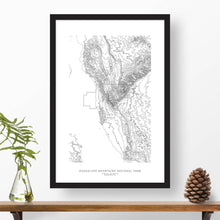 Load image into Gallery viewer, Topographic map of Guadalupe Mountains National Park with a black frame.