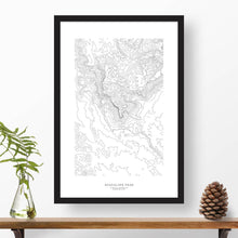 Load image into Gallery viewer, Topographic map of Guadalupe Peak with a black frame.
