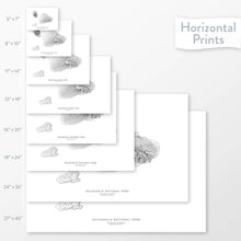 Load image into Gallery viewer, Topographic maps of Haleakala National Park in multiple sizes, available as posters, framed print, and canvas or framed canvas.