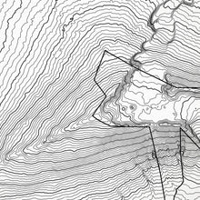 Load image into Gallery viewer, Close-up of black labels and contour lines for Haleakala National Park poster with map art.
