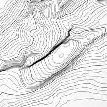 Load image into Gallery viewer, Close look at topographic map art of Half Dome, Yosemite. Clean lines give it a modern and minimalist style.