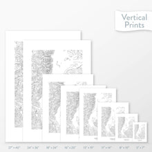 Load image into Gallery viewer, 6 sizes of Jackson Hole, Wyoming poster that features a topographic map design.