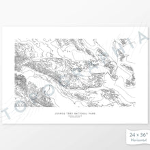 Load image into Gallery viewer, Map wall decor of Joshua Tree National Park with modern map art in black and white.