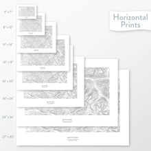 Load image into Gallery viewer, All sizes of horizontal prints for Keystone Ski Resort, Colorado poster with topographic map.