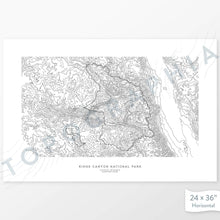 Load image into Gallery viewer, Horizontal Kings Canyon National Park poster with topography.