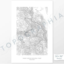 Load image into Gallery viewer, Kings Canyon National Park poster with black and white contour lines to represent topography