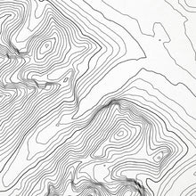 Load image into Gallery viewer, Close-up of contour lines that represent topography on the map poster of Lake Louise, Banff, Alberta, Canada.