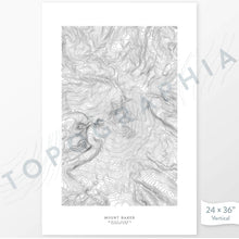 Load image into Gallery viewer, Mountain Art print of Mount Baker, Washington with topography art.
