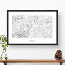 Load image into Gallery viewer, Framed black and white print of Mount Davis, Pennsylvania with topography art.