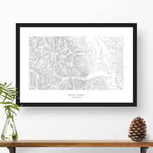 Load image into Gallery viewer, Framed black and white print of Mount Elbert, Colorado with topography art.