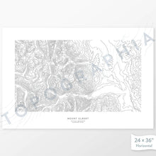 Load image into Gallery viewer, Horizontal custom topo map print of Mount Elbert, Colorado. Contour lines show the steep topography of the area. Mountain map art.