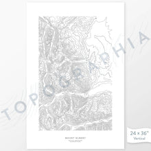 Load image into Gallery viewer, Mount Elbert, Colorado poster with topograpy contour lines in black on a white background. Customizable text makes it a great map art gift idea.