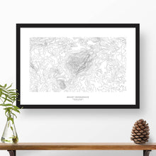 Load image into Gallery viewer, Framed black and white print of Mount Monadnock, New Hampshire with topography art.