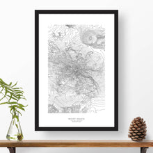 Load image into Gallery viewer, Topographic map of Black Elk Peak in South Dakota with a black frame.