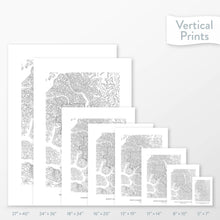 Load image into Gallery viewer, All sizes of North Cascades National Park topography vertical prints.