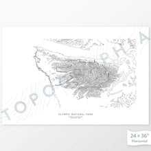 Load image into Gallery viewer, Horizontal Olympic National Park poster with topography.