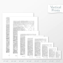 Load image into Gallery viewer, 6 sizes of Park City Ski Resorts (Solitude, Alta, Snowbird, Brighton) poster that features a topographic map design.