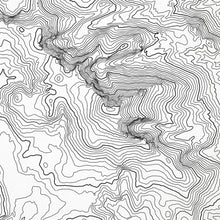 Load image into Gallery viewer, Zoomed in view of Pikes Peak, Colorado poster with a topographic map.
