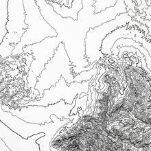 Load image into Gallery viewer, Close look at Saguaro National Park's topographic map art. Clean lines give it a modern and minimalist style.