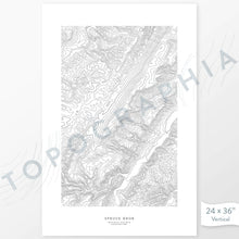 Load image into Gallery viewer, Vertical orientation Spruce Knob, West Virginia poster with topographic map design.