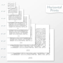 Load image into Gallery viewer, Decorative maps in many sizes of Verbier, Swiss Alps topography: 5x7, 8x10, 11x14, 16x20, 18x24, 24x36, and 27x40.