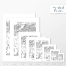 Load image into Gallery viewer, 6 sizes of Yellowstone National Park poster that features a topographic map design.