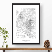 Load image into Gallery viewer, Framed print of Zion National Park featuring a topographic map.