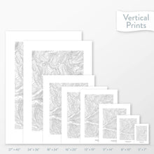 Load image into Gallery viewer, Topographic map art of Arapahoe Basin ski area in Colorado, available to buy as posters, framed posters, and wrapped canvas wall art. Sized at 5x7, 8x10, 11x14, 16x20, 18x24, 24x36, and 27x40 inches.
