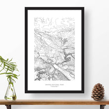 Load image into Gallery viewer, Framed print of Arches National Park featuring a topographic map.

