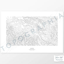 Load image into Gallery viewer, Horizontal custom topo map print of Aspen, Colorado. Contour lines show the steep topography of the ski area.
