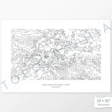 Load image into Gallery viewer, Map wall decor of Badlands National Park with modern map art in black and white.
