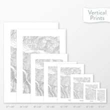 Load image into Gallery viewer, Topographic map art of Beaver Creek ski area in Colorado, available to buy as posters, framed posters, and wrapped canvas wall art. Sized at 5x7, 8x10, 11x14, 16x20, 18x24, 24x36, and 27x40 inches.
