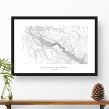 Load image into Gallery viewer, Black Canyon of the Gunnison National Park topographic map art poster with black frame.
