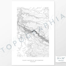 Load image into Gallery viewer, Black Canyon of the Gunnison National Park poster with topograpy contour lines in black on a white background. Customizable text makes it a great map art gift idea.
