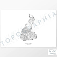 Load image into Gallery viewer, Map wall decor of Block Island, Rhode Island with modern map art in black and white.
