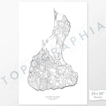 Load image into Gallery viewer, Poster print of Block Island, Rhode Island with topography art.
